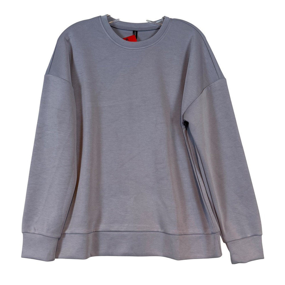 Lazypants Women Lilac Grey Crewneck Sweatshirt Drop Shoulder •M• Loungewear Soft